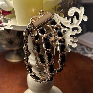 J CREW Elegant Black and Gold Chain Bracelet